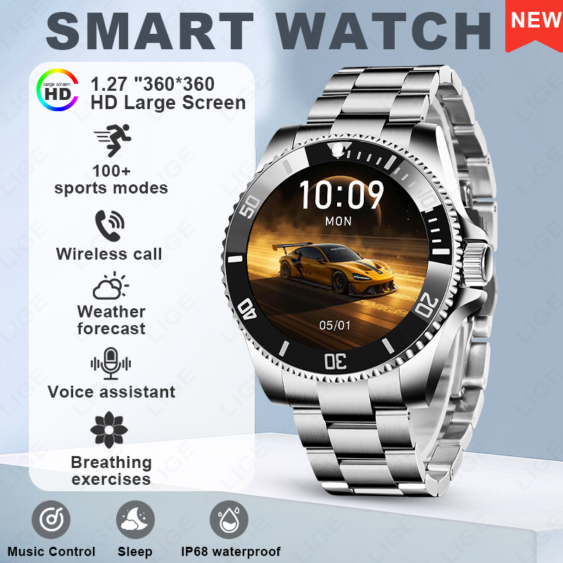 Luxury Watch Hd - LIGE Smart Watch Luxury Steel Health