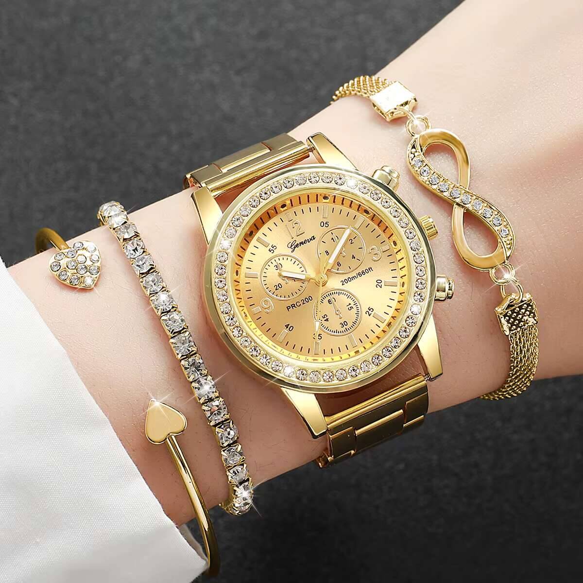 Luxury Watch Storage - 4PCS/Set Luxury Rhinestone Women Watches Fashion