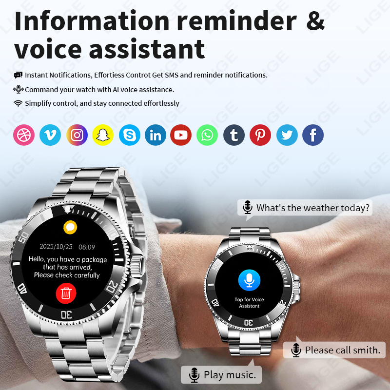 LIGE Smart Watch Luxury Steel  - đánh giá và giá Luxury Watch Hd